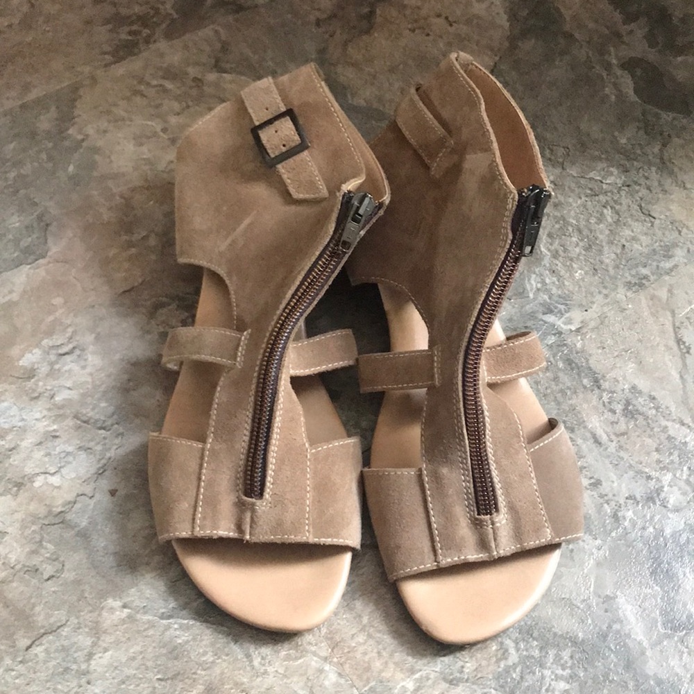 Tan suede sandals